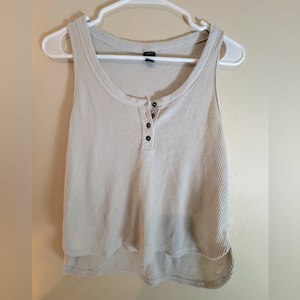 Wild Fable Waffle Knit Tank Top M • Button Front • Beige